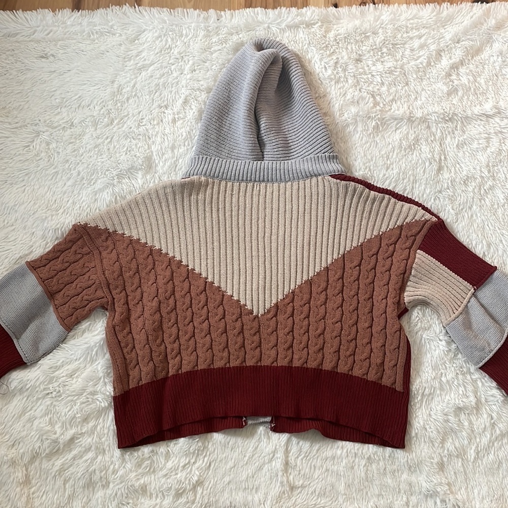 POL Oversized Chunky Brick and Camel Hooded Sweater - Picture 5 of 10